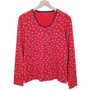 Draper James Womens T-Shirt Pajama Top Red Floral Cotton Modal Stretch Size M